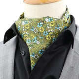Olive Green Yellow Floral Ascot