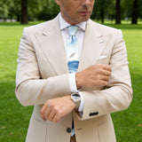 White with Blue Crane and Mountain Necktie