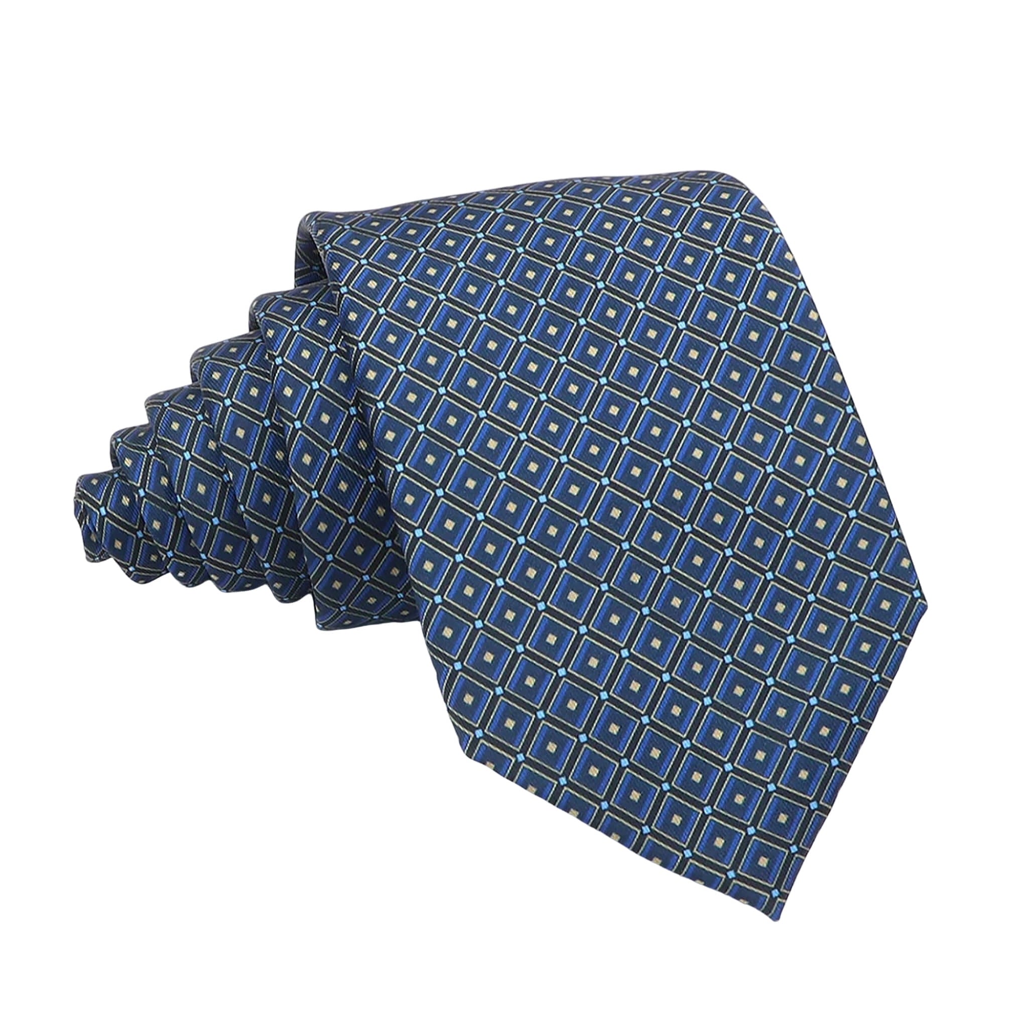 Blue With Yellow Square Necktie