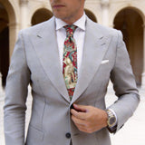 Red With Green Animal Floral Necktie