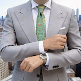 Aqua Yellow Floral Necktie