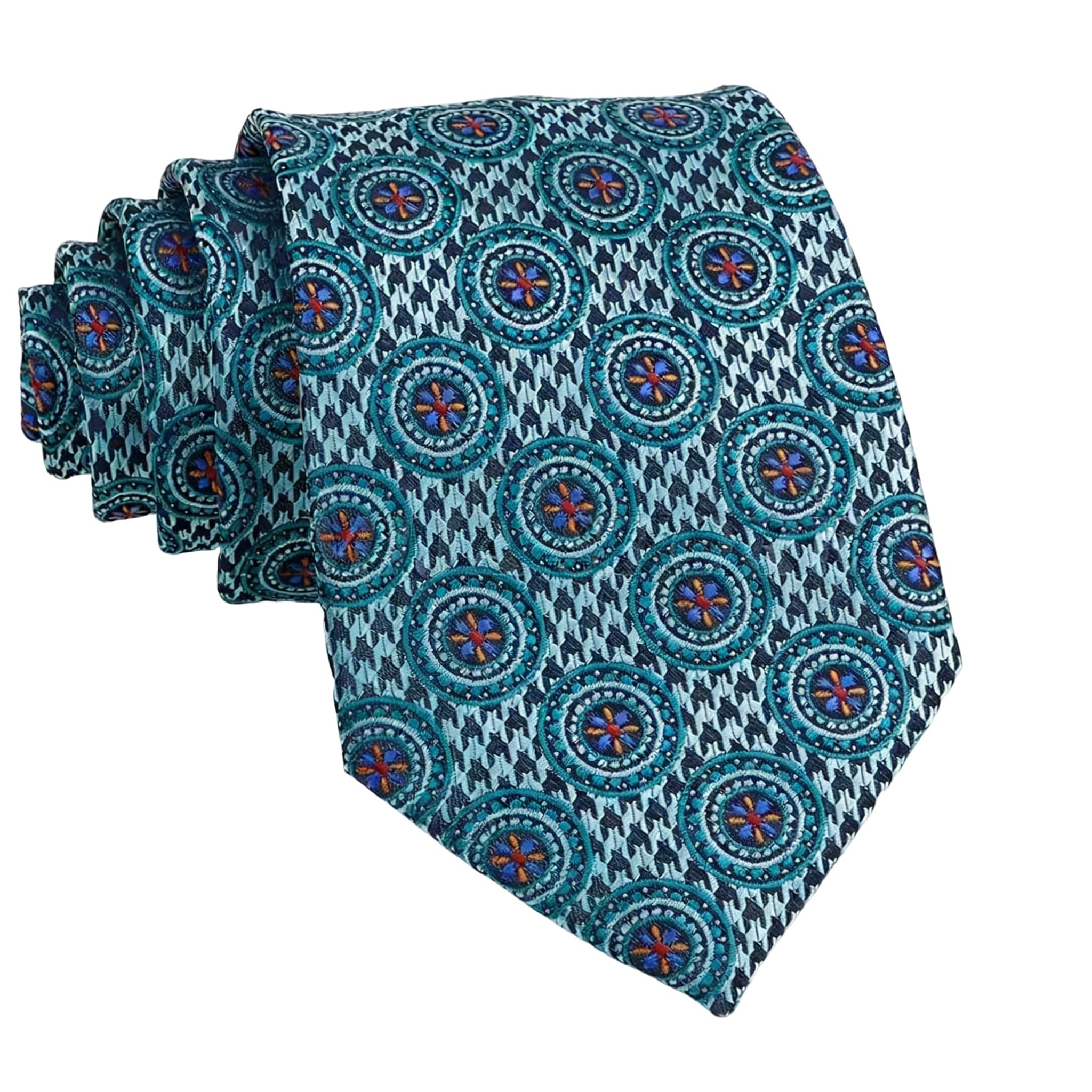 Teal Blue Circle Necktie