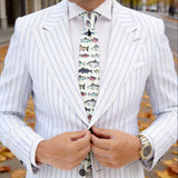 Light Beige With Colorful Fish Necktie