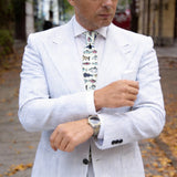 Light Beige With Colorful Fish Necktie