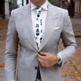 White With Navy Skull Rose Necktie