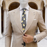 Dark Gray With White-Yellow Eggs&Utensils Necktie