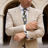 Dark Gray With White-Yellow Eggs&Utensils Necktie