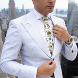 White With Colorful Fast Food Necktie