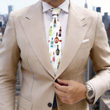 White With Colorful Bottles&Glasses Necktie