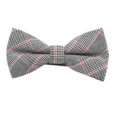 Grey Pink Plaid Bow Tie
