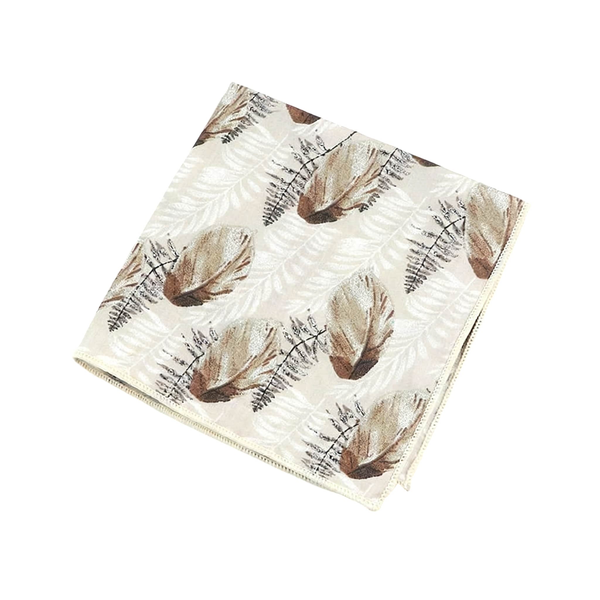 Beige Brown Feather Pocket Square