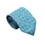 Blue With Orange Circular Floral Necktie