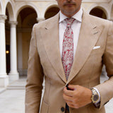 Red With White Floral Necktie