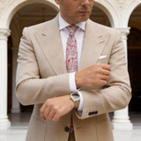 Red With White Floral Necktie