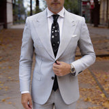 Black White Floral Necktie
