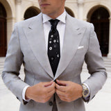 Black White Floral Necktie