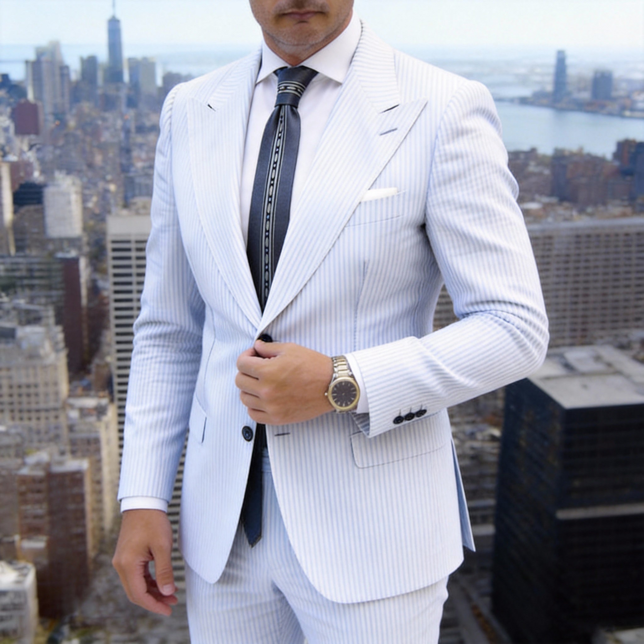 Gray Black Geometric Necktie