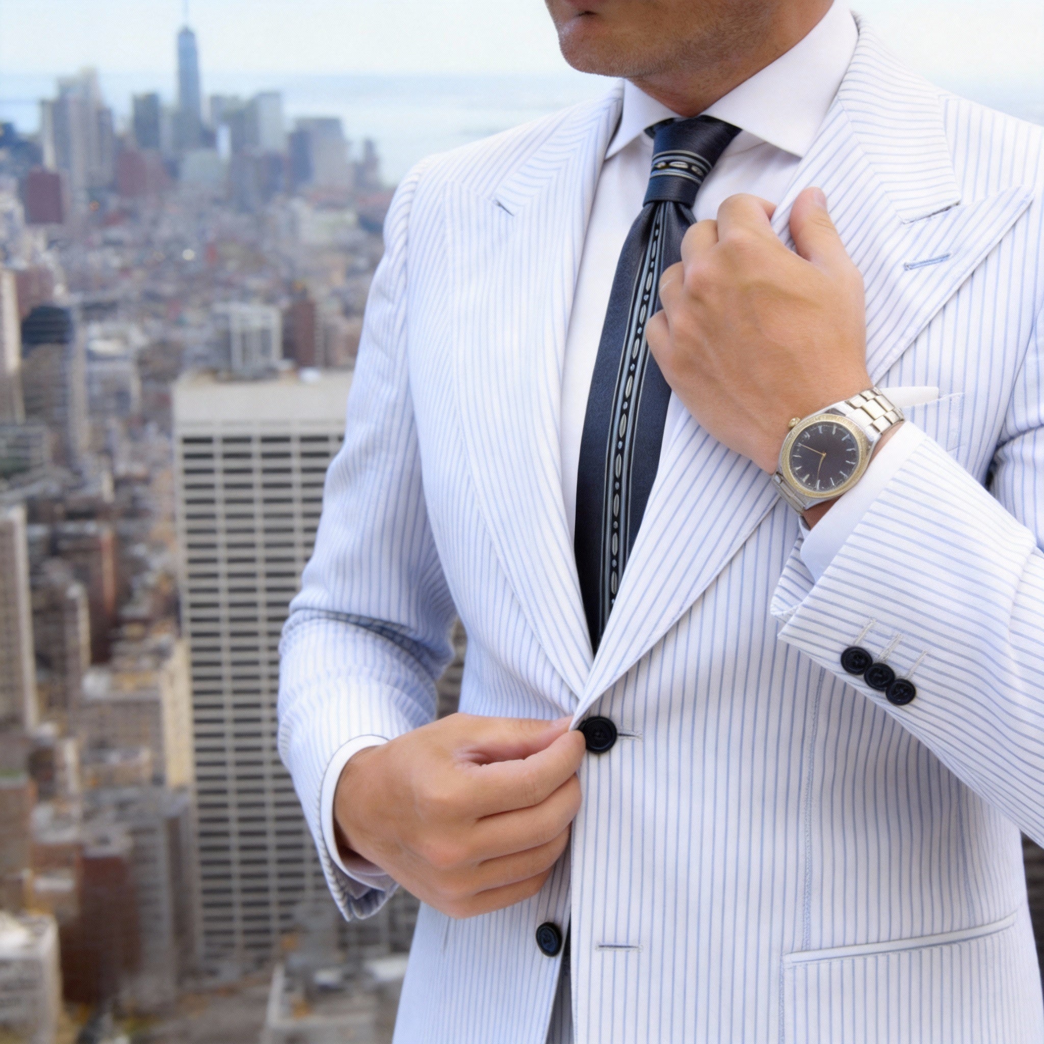 Gray Black Geometric Necktie