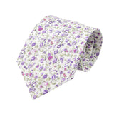 White Purple Floral Tie