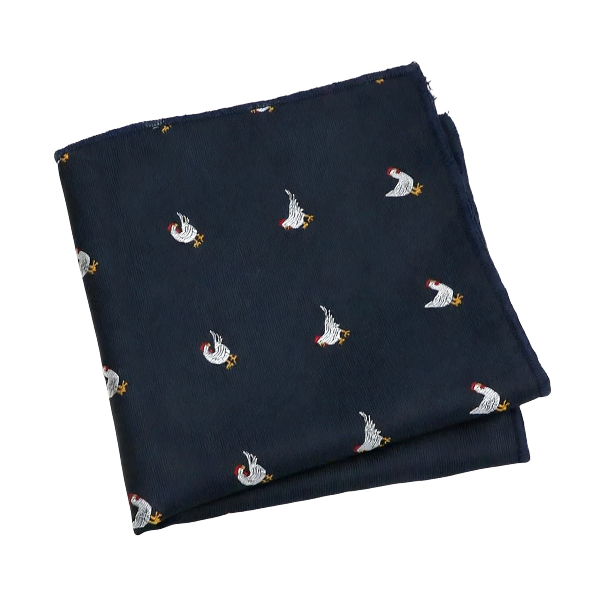 Navy Blue White Bird Pocket Square