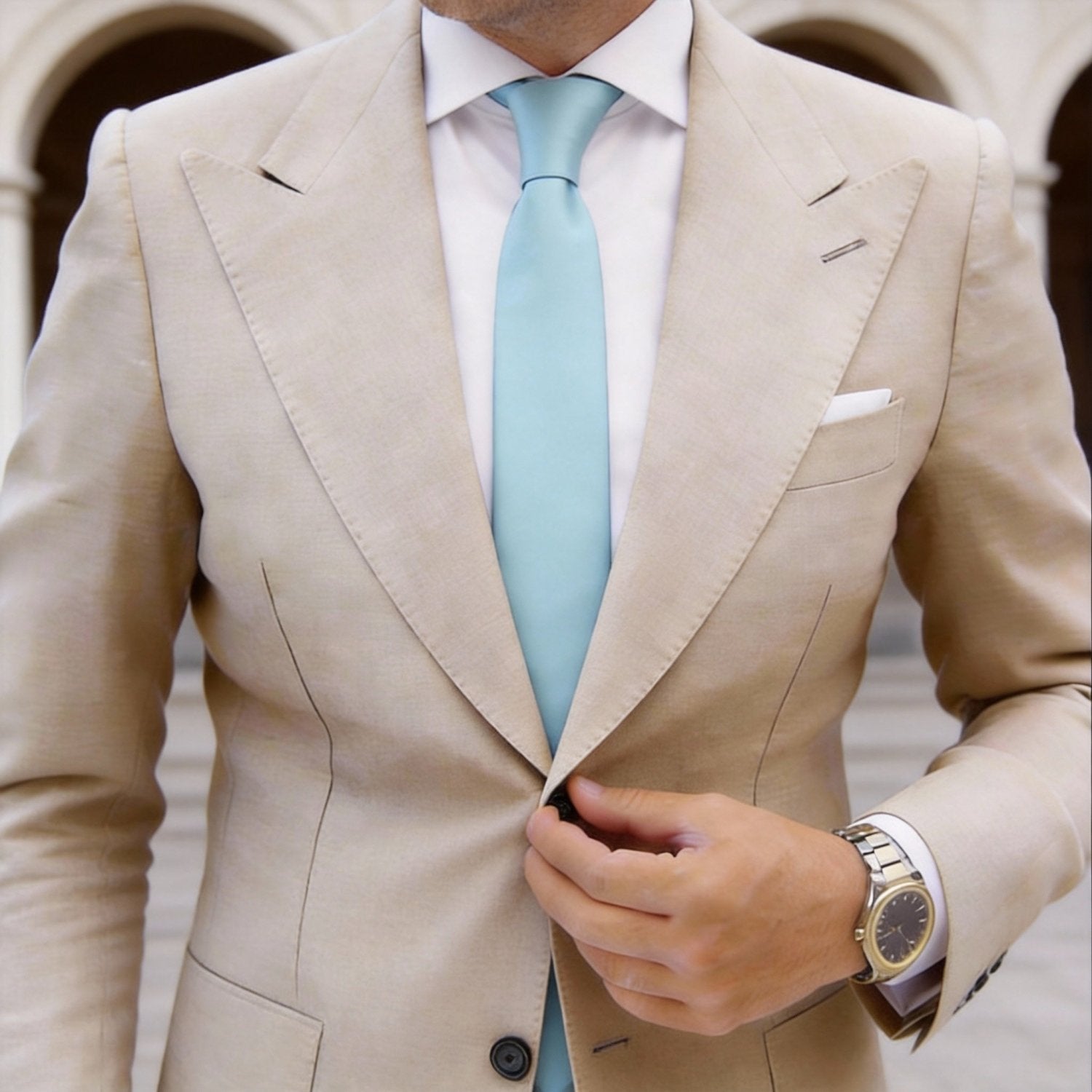 Light Blue Solid Necktie