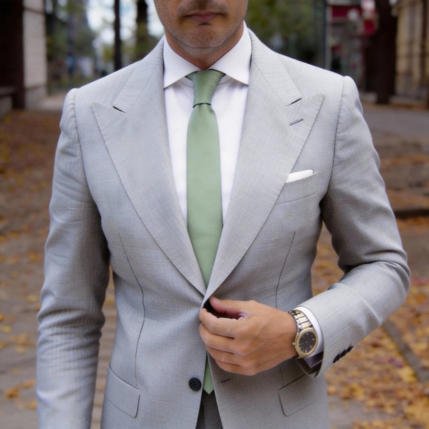 Green Solid Necktie