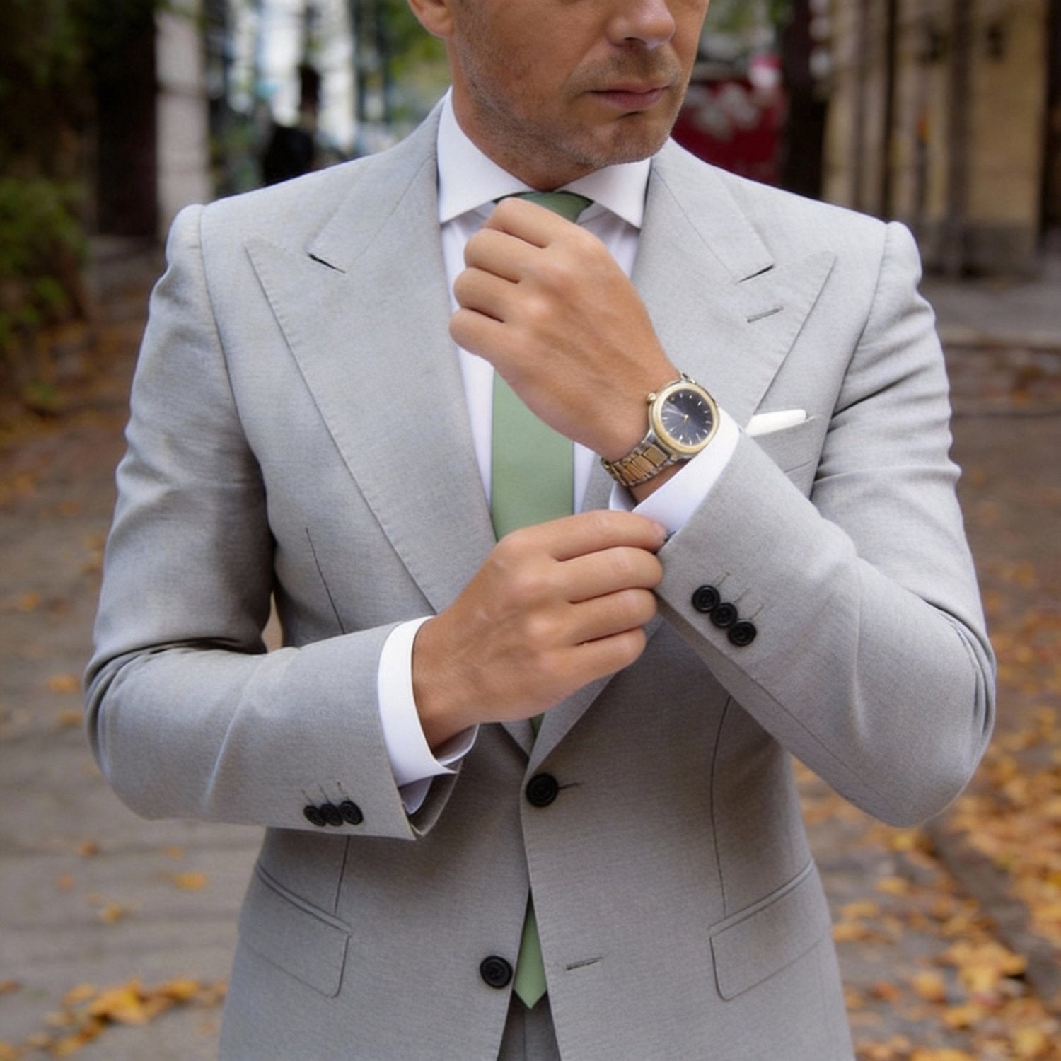 Green Solid Necktie