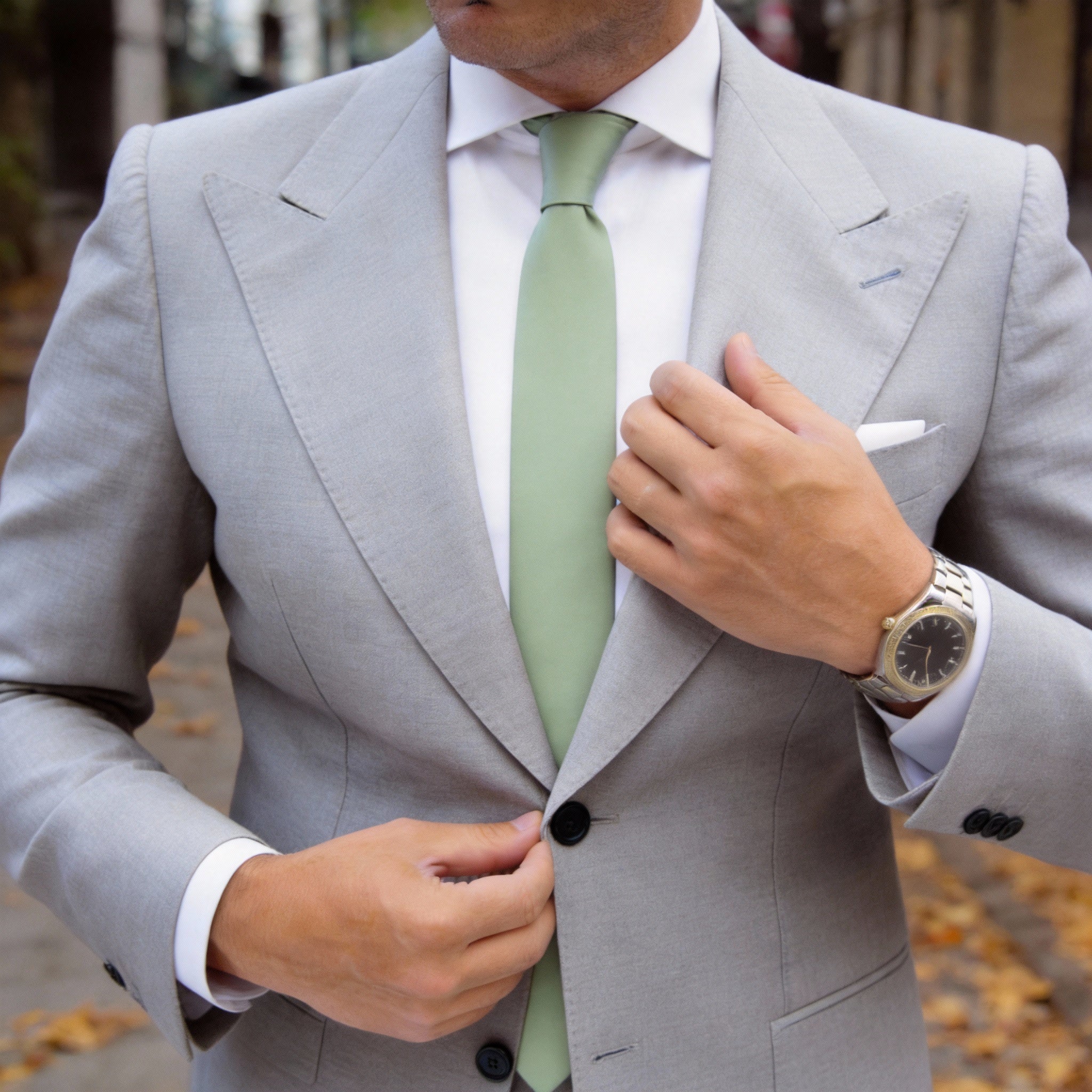 Green Solid Necktie