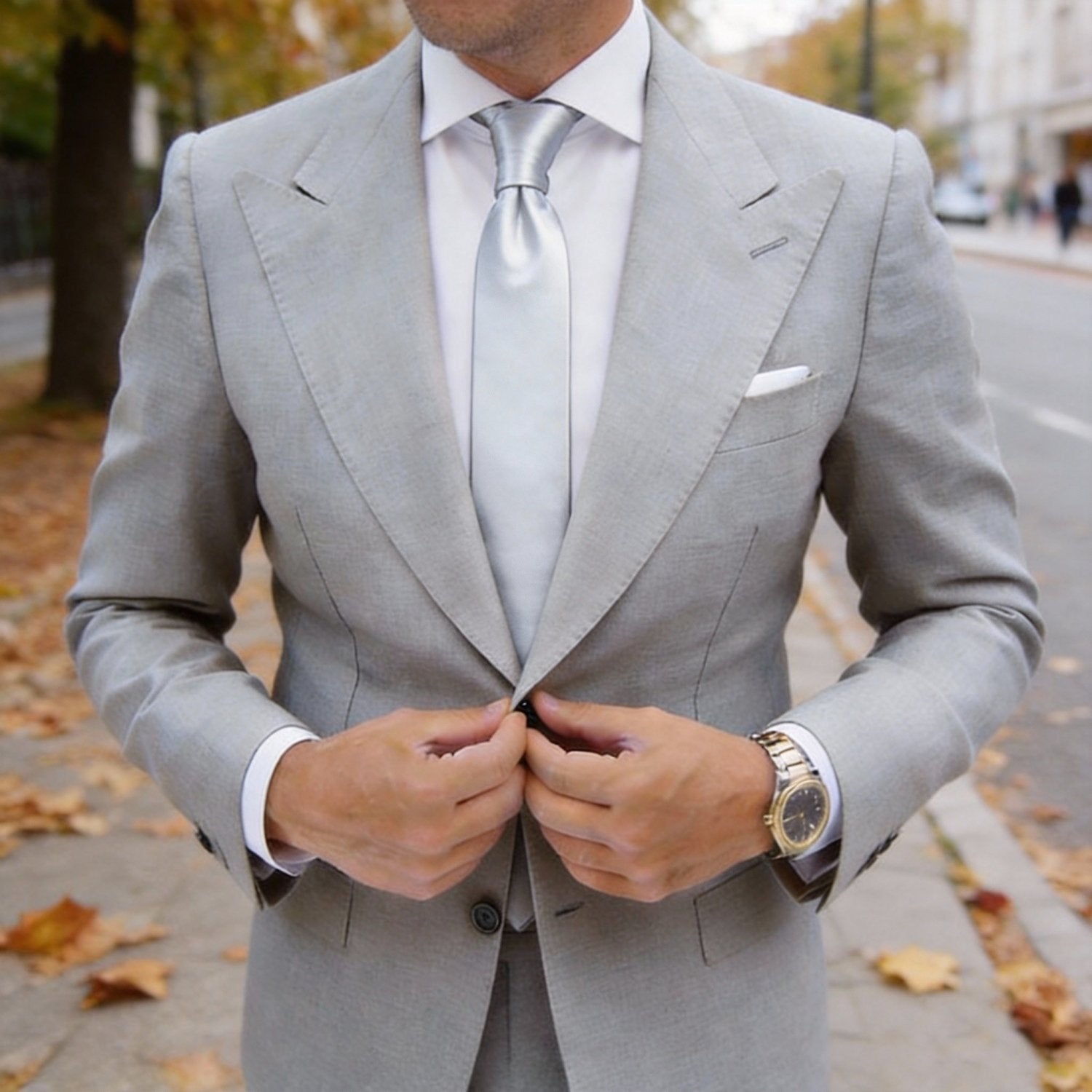 Silver Solid Necktie