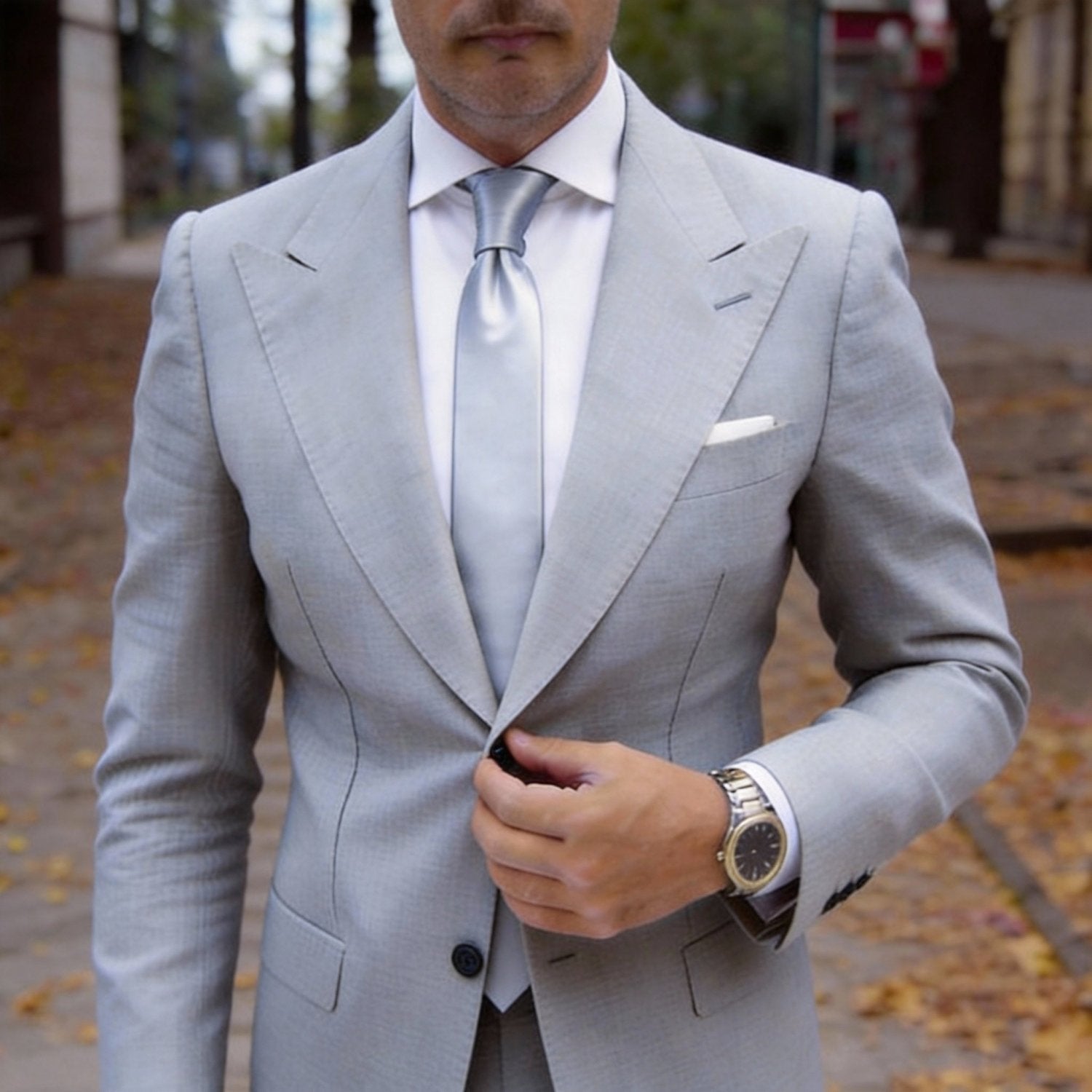 Silver Solid Necktie