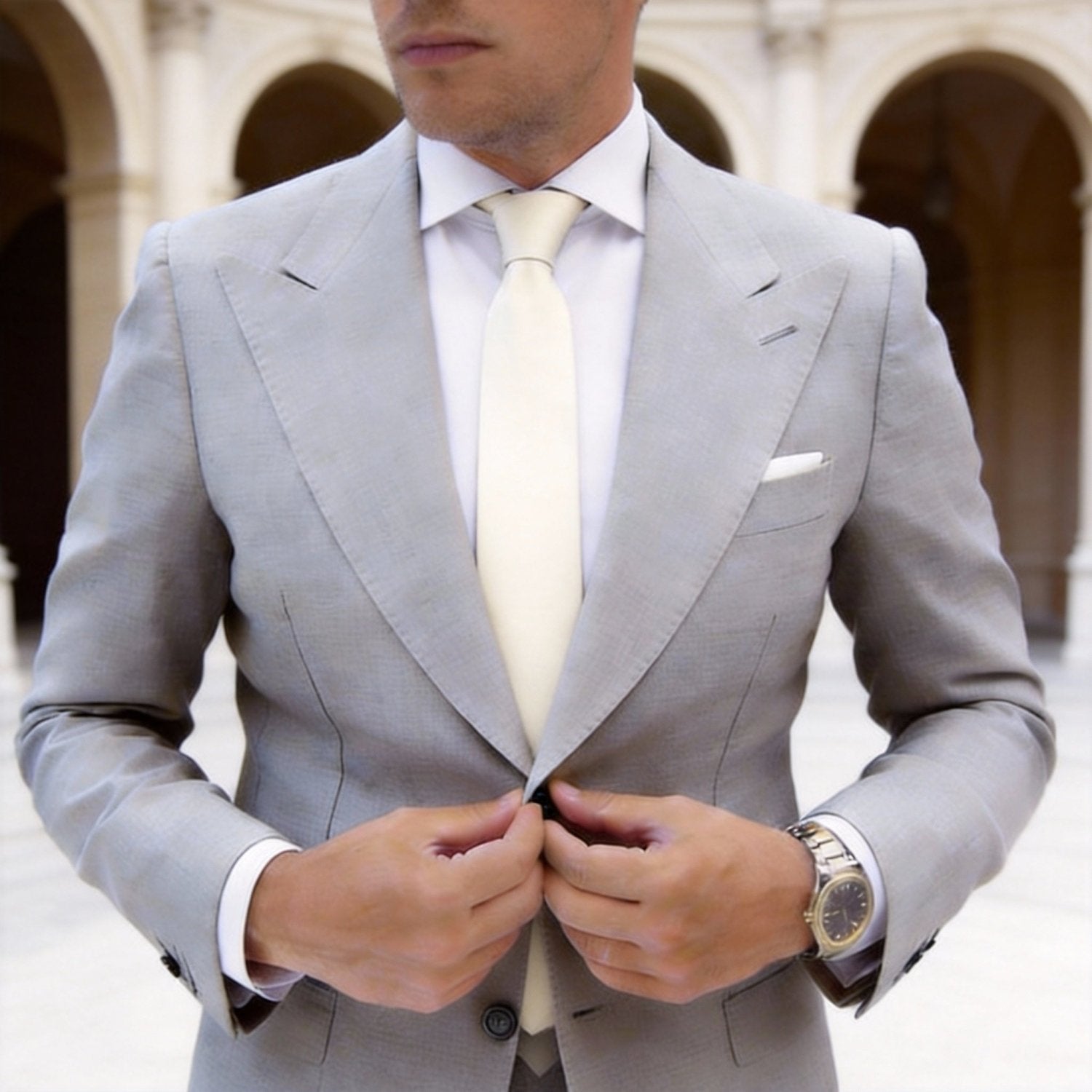 Beige Solid Necktie