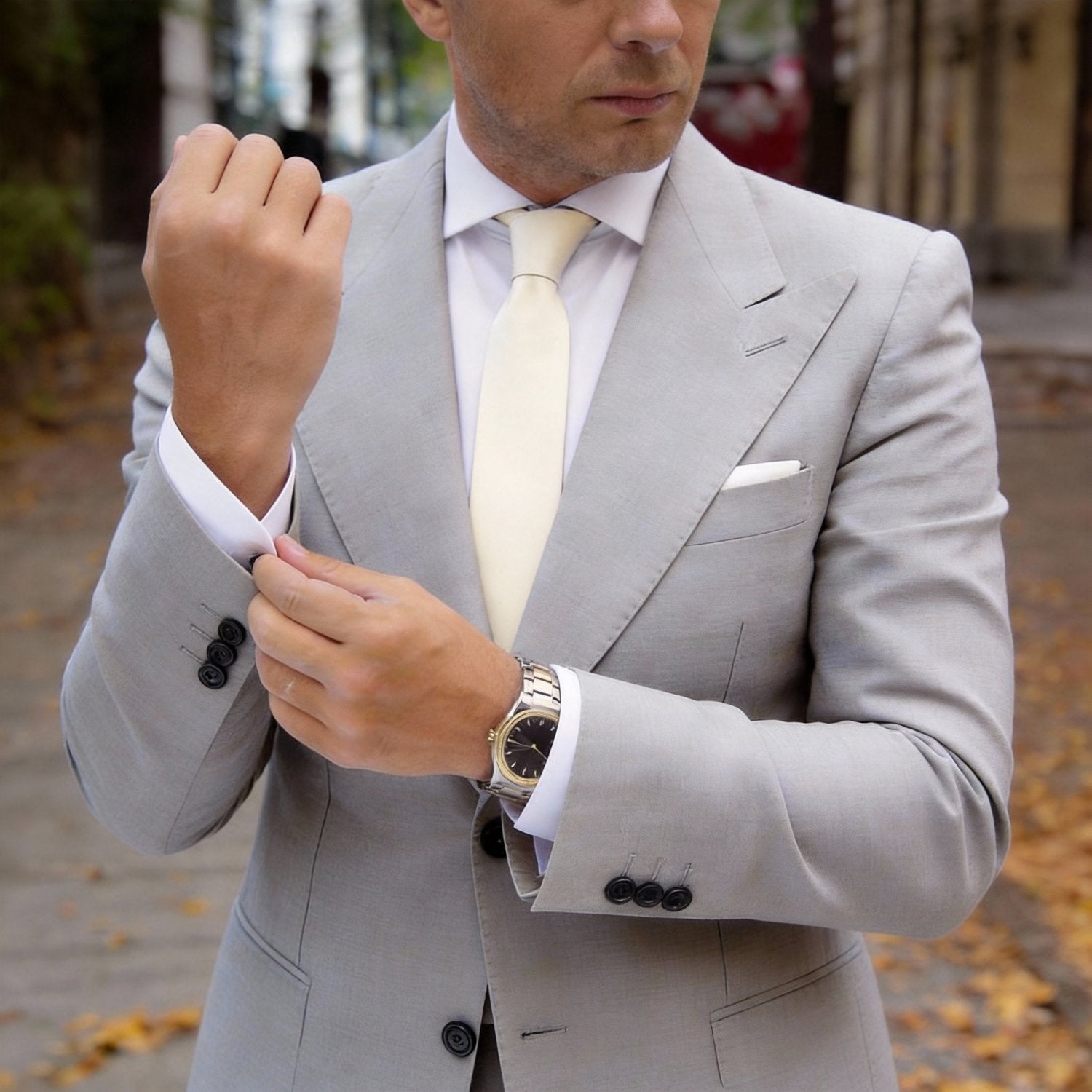 Beige Solid Necktie