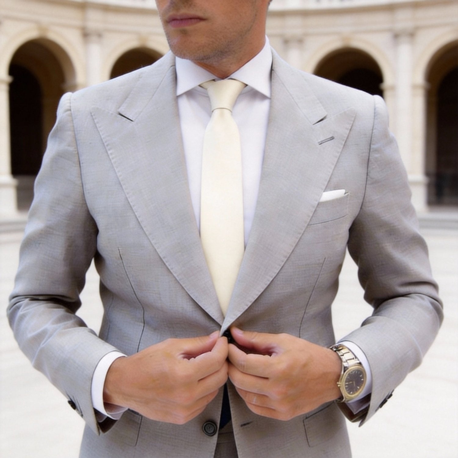 Beige Solid Necktie