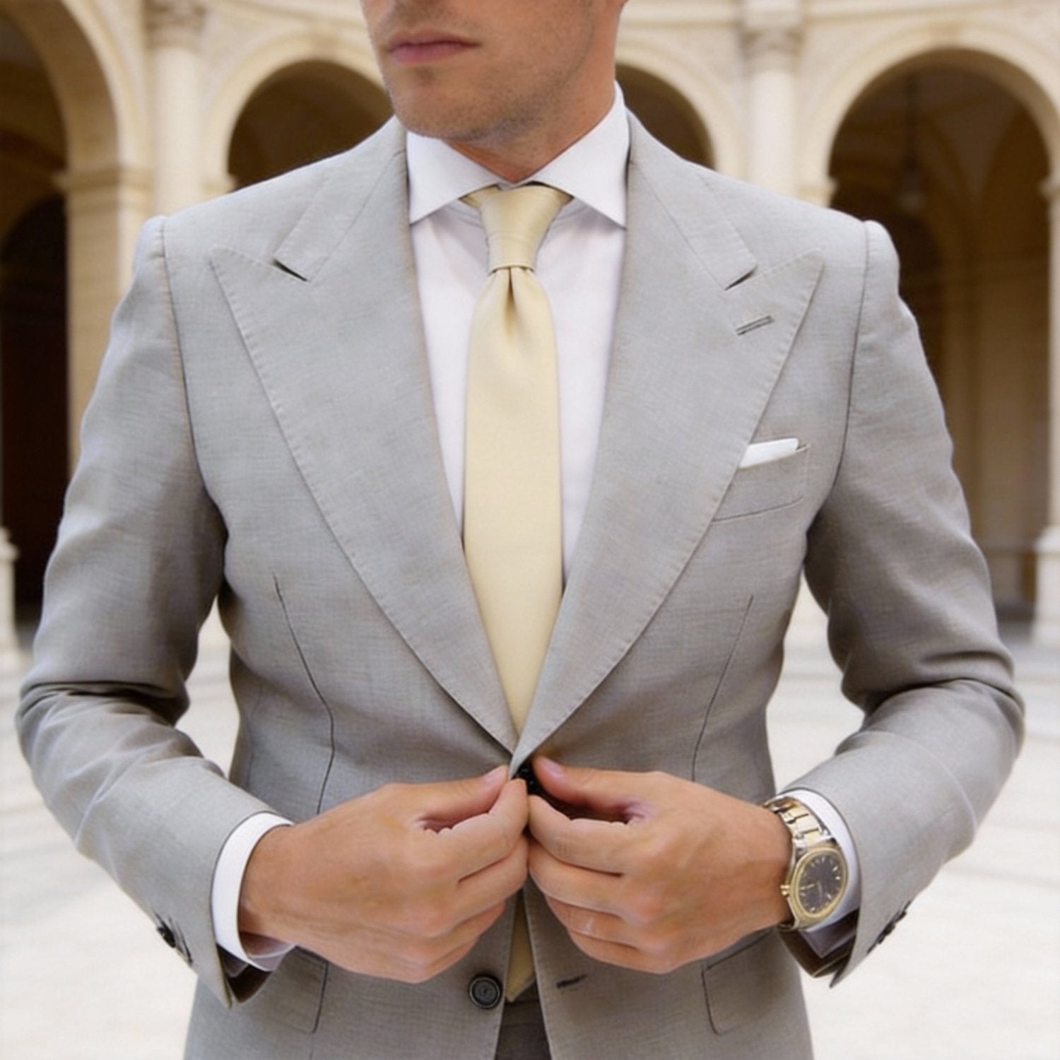 Beige Solid Necktie