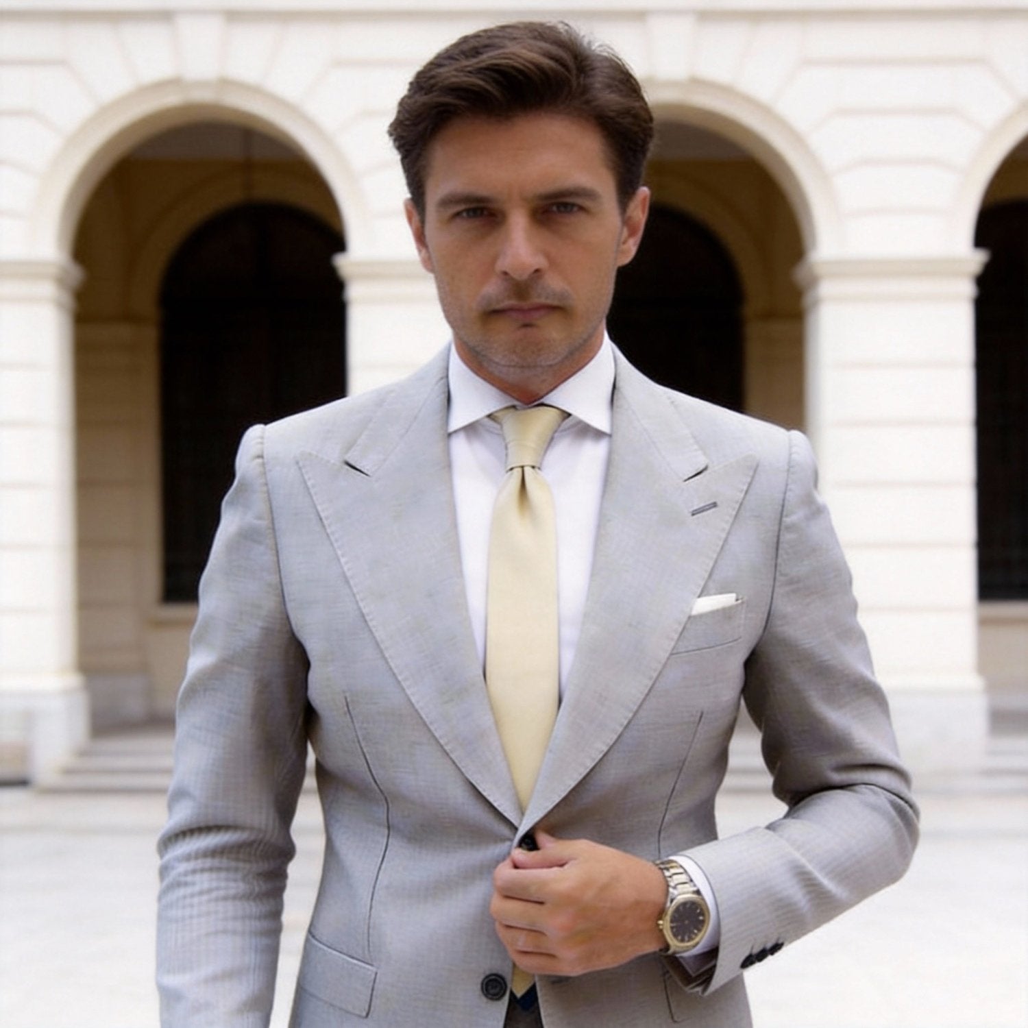 Beige Solid Necktie