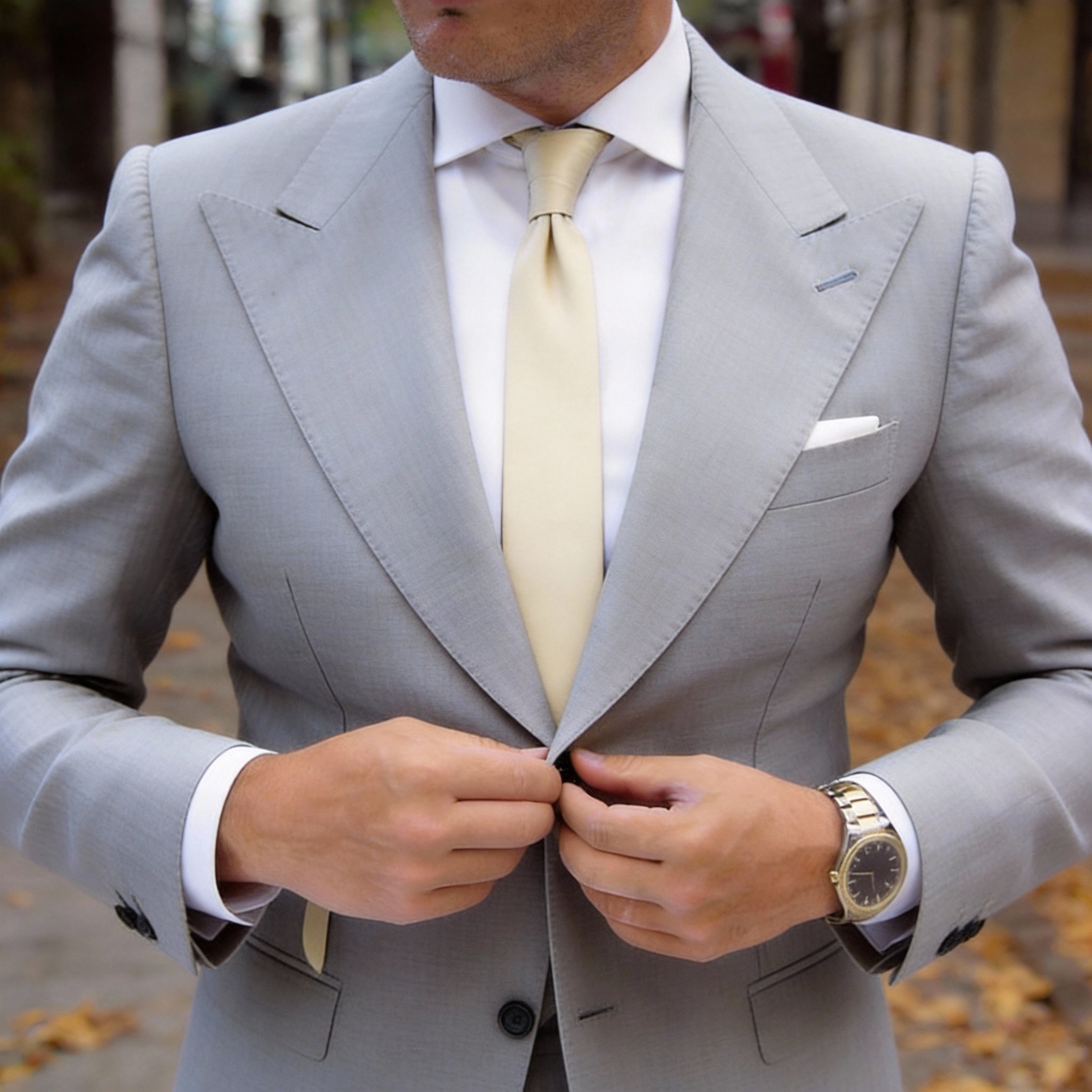 Beige Solid Necktie