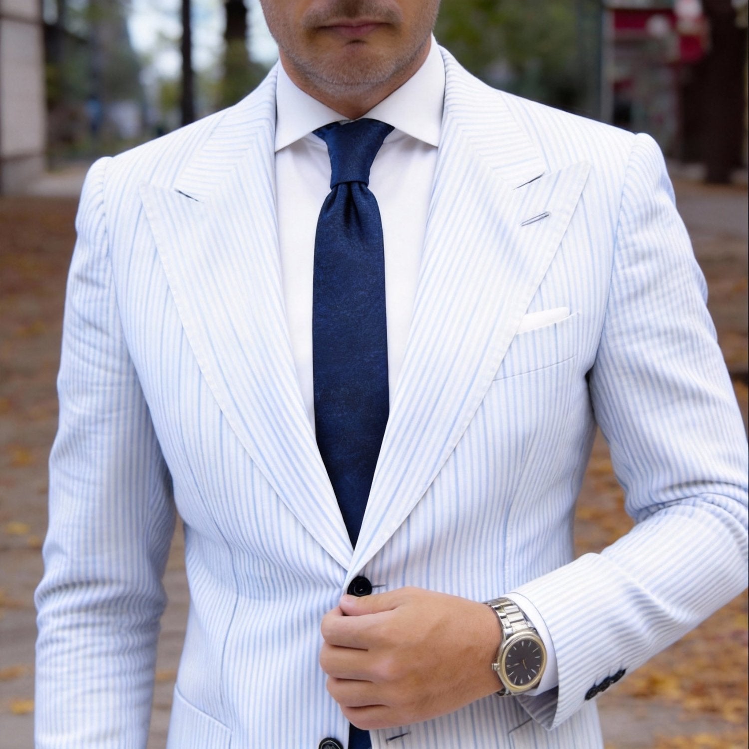 Blue With Pebbled Texture Necktie