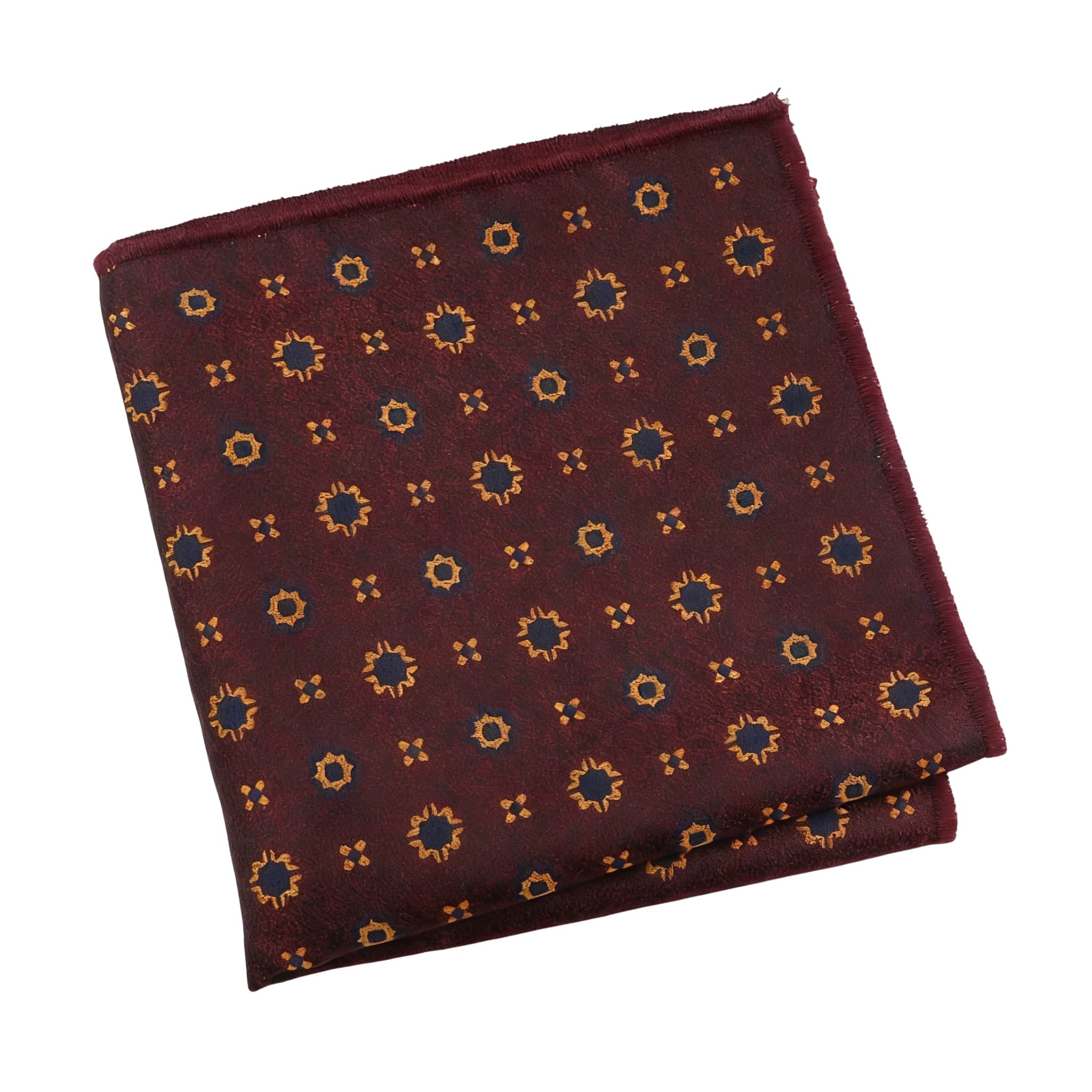 Maroon Yellow Floral Pocket Square