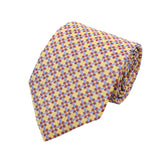 Yellow Red Grid Floral Necktie
