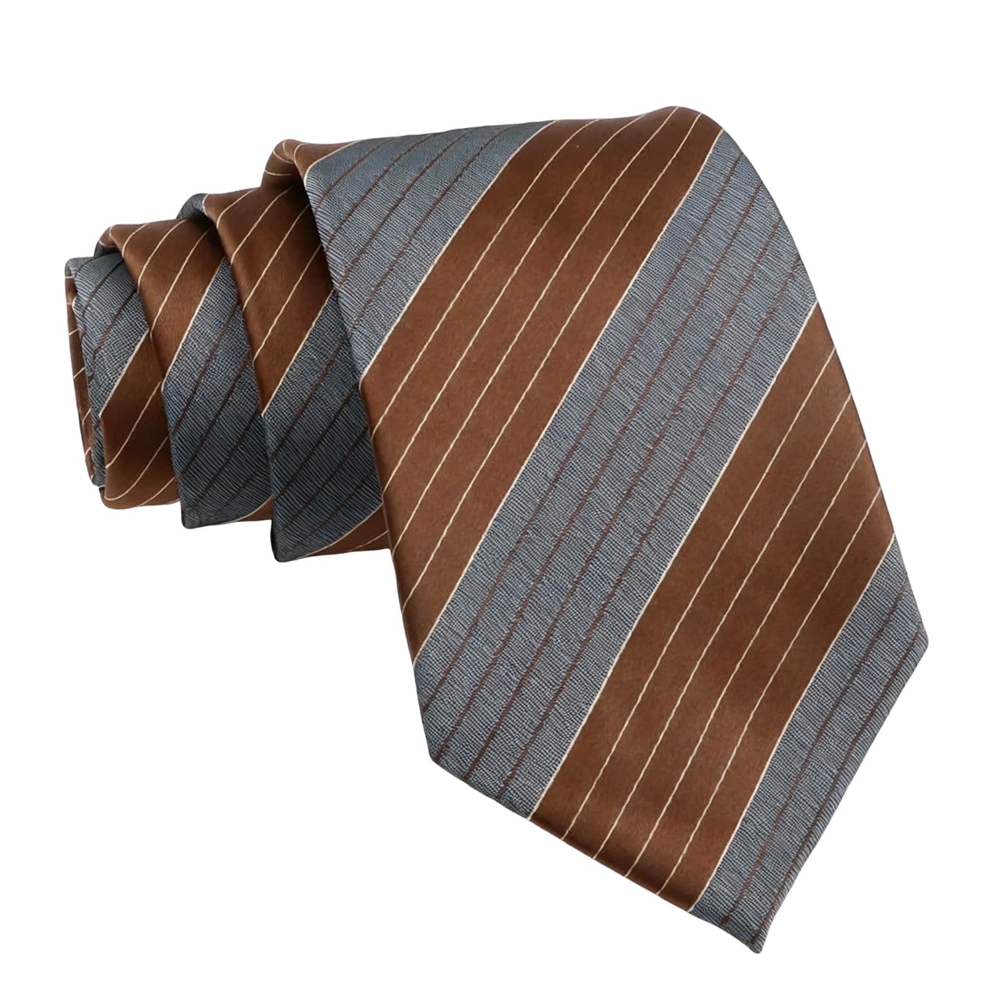 Brown Gray Striped Necktie