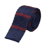 Navy Burgundy Striped Knitted Tie