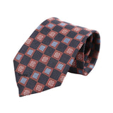 Navy Blue Orange Checkered Necktie