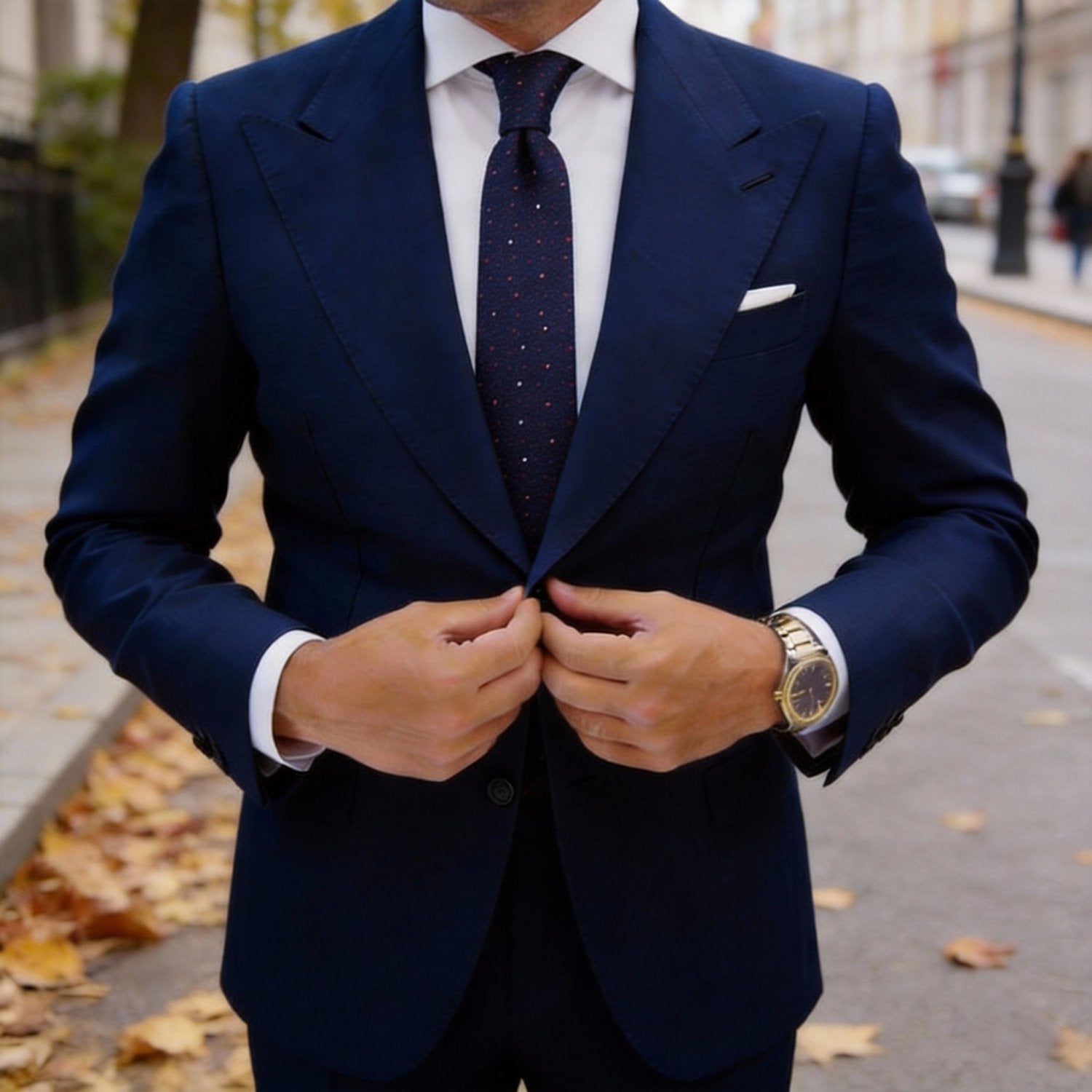 Dark Blue With Solid Pocket Square