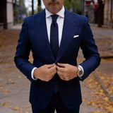 Dark Blue With Solid Pocket Square