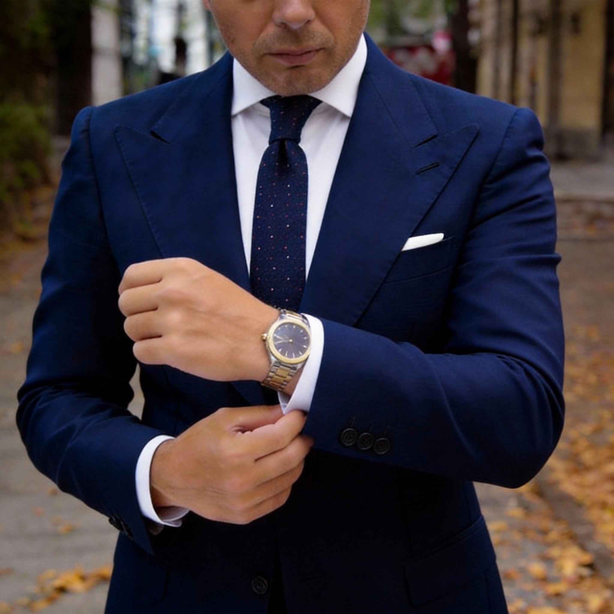 Dark Blue With Solid Pocket Square