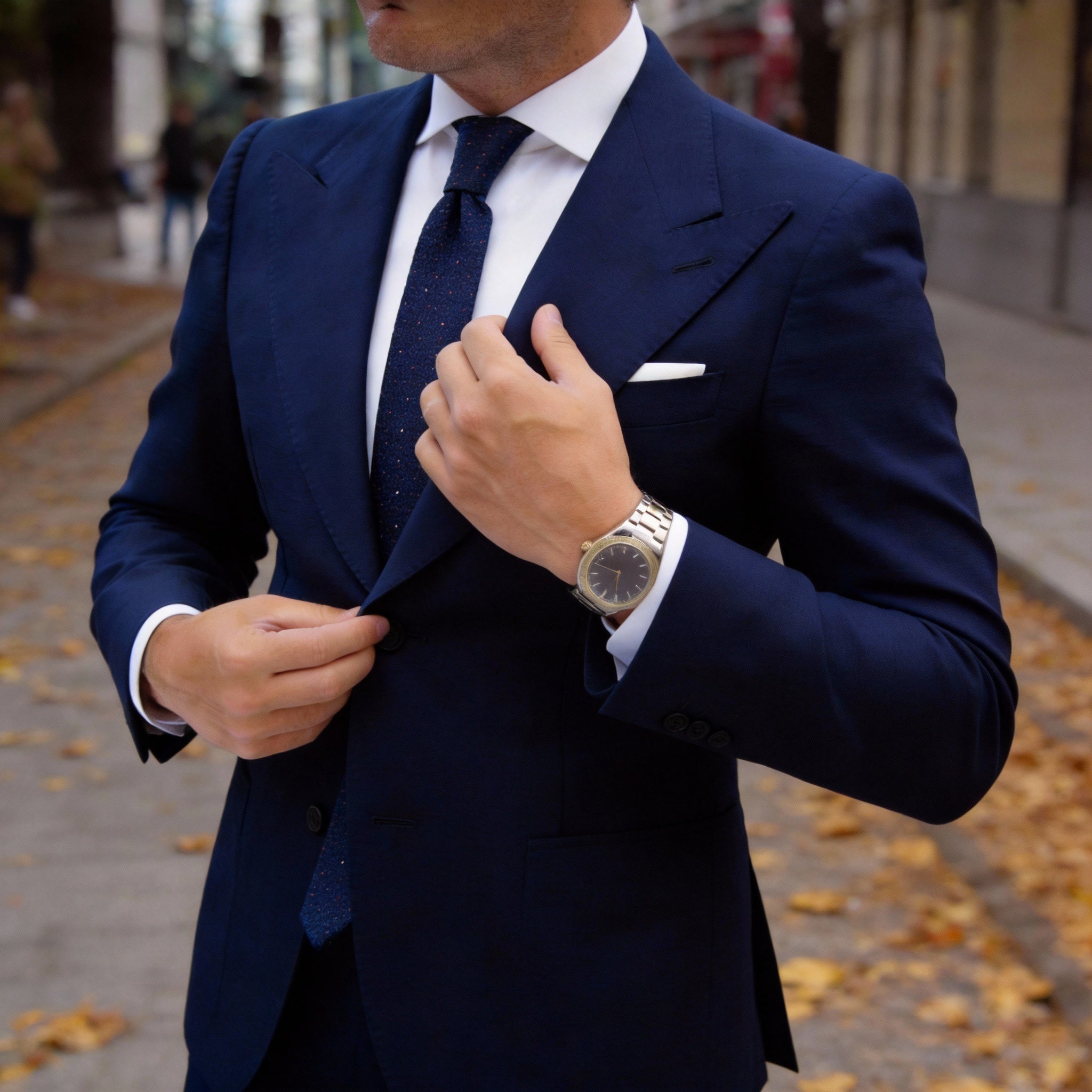 Dark Blue With Solid Pocket Square