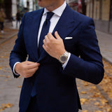 Dark Blue With Solid Pocket Square