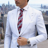 Red With Gray Striped Necktie