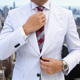 Red With Gray Striped Necktie