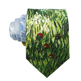 Green Red Floral Necktie